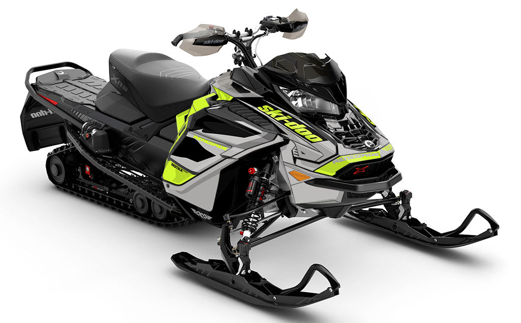 Descent Green LghtGrey Ski-Doo REV Gen4 Wide Premium Coverage Sled Wrap
