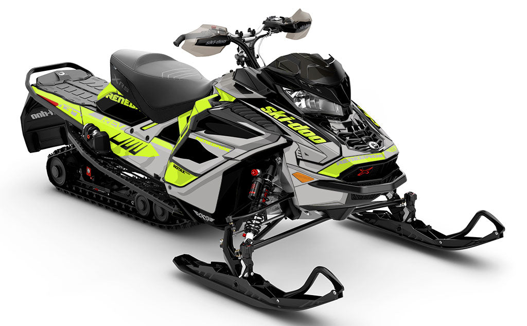 Descent Green LghtGrey Ski-Doo REV Gen4 Wide Partial Coverage Sled Wrap