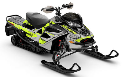 Descent Green LghtGrey Ski-Doo REV Gen4 Wide Partial Coverage Sled Wrap