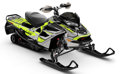 Descent Green LghtGrey Ski-Doo REV Gen4 Wide Less Coverage Sled Wrap