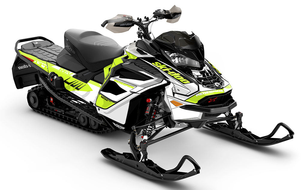 Descent Green White Ski-Doo REV Gen4 Wide Full Coverage Sled Wrap
