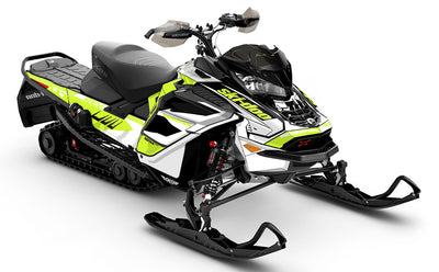 Descent Green White Ski-Doo REV Gen4 Wide Full Coverage Sled Wrap