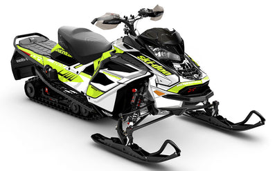 Descent Green White Ski-Doo REV Gen4 Wide Partial Coverage Sled Wrap