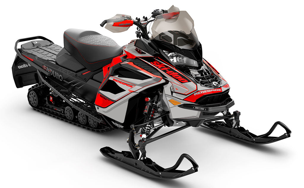 Descent Red LghtGrey Ski-Doo REV Gen4 Wide Premium Coverage Sled Wrap