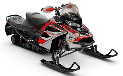 Descent Red LghtGrey Ski-Doo REV Gen4 Wide Premium Coverage Sled Wrap