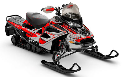 Descent Red LghtGrey Ski-Doo REV Gen4 Wide Partial Coverage Sled Wrap