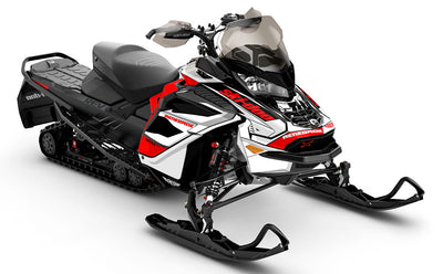 Descent Red White Ski-Doo REV Gen4 Wide Premium Coverage Sled Wrap