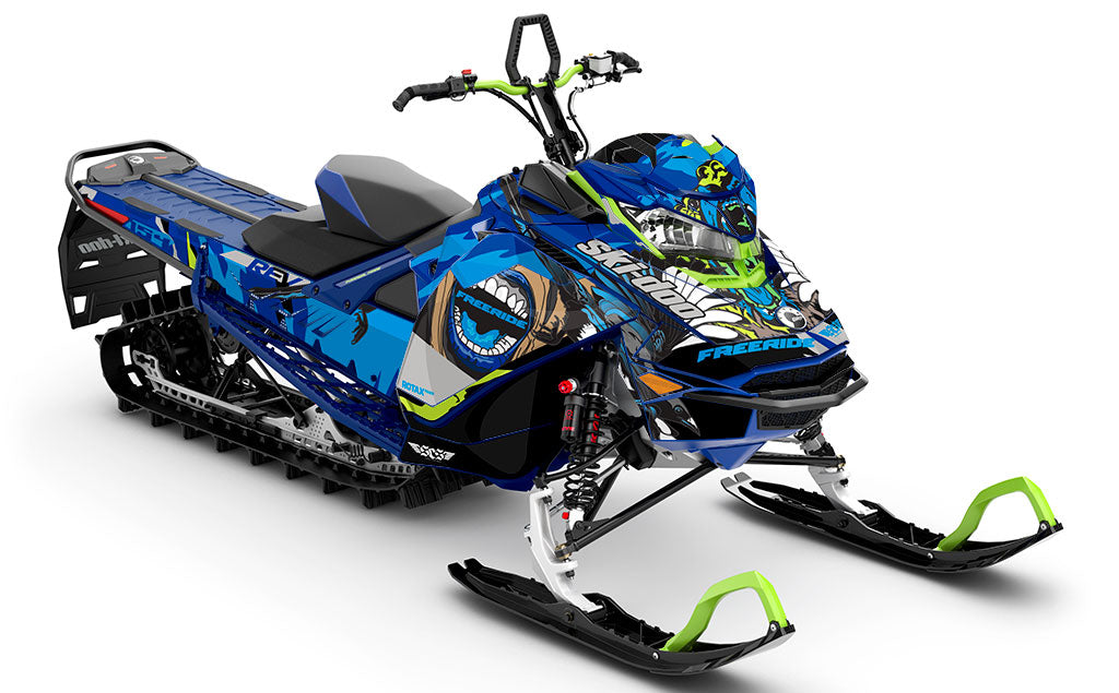 Flex Blue LightGrey Ski-Doo REV Gen4 Freeride Partial Coverage Sled Wrap