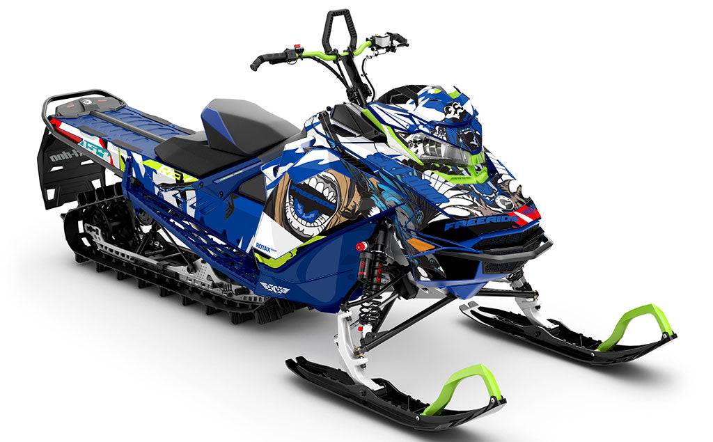 Flex Blue White Ski-Doo REV Gen4 Freeride Partial Coverage Sled Wrap