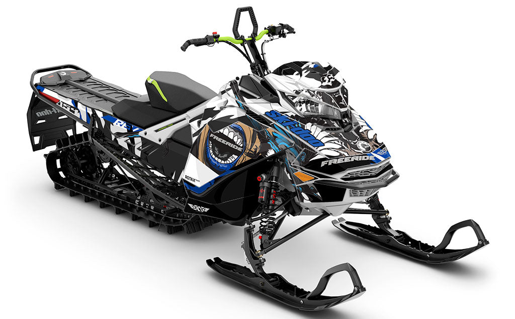 Flex DrkGrey White Ski-Doo REV Gen4 Freeride Partial Coverage Sled Wrap