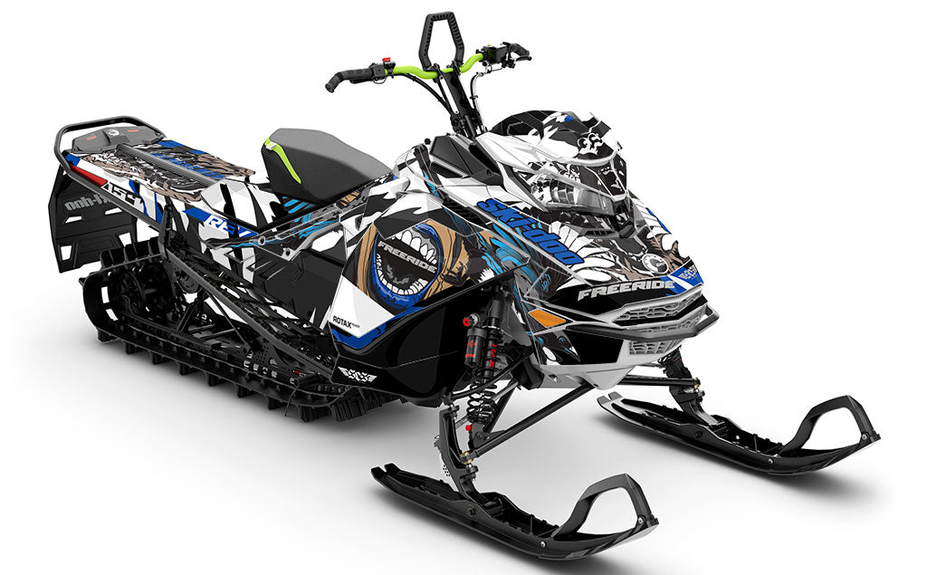 Flex Blue White Ski-Doo REV Gen4 Freeride Premium Coverage Sled Wrap