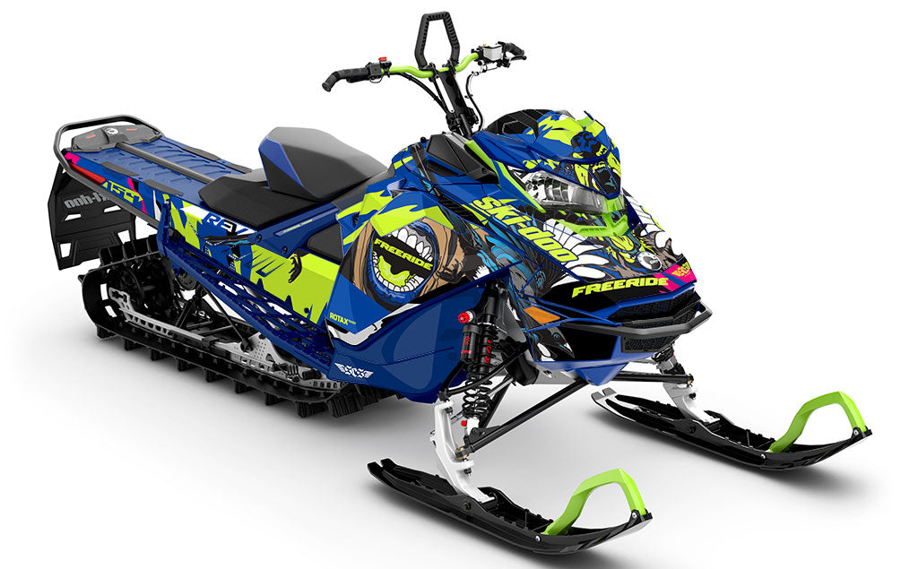 Flex Green Blue Ski-Doo REV Gen4 Freeride Partial Coverage Sled Wrap