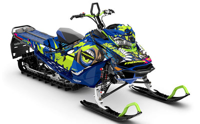 Flex Green Blue Ski-Doo REV Gen4 Freeride Less Coverage Sled Wrap