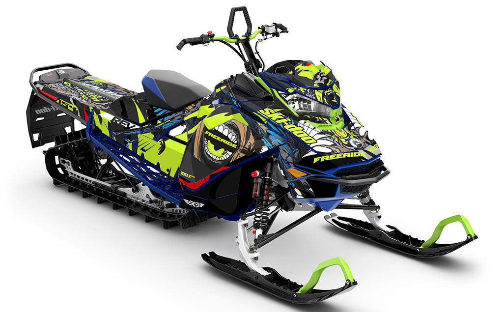 Flex Green Teal Ski-Doo REV Gen4 Freeride Premium Coverage Sled Wrap