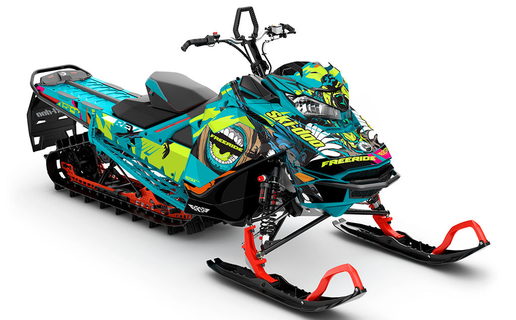 Flex Green Teal Ski-Doo REV Gen4 Freeride Partial Coverage Sled Wrap