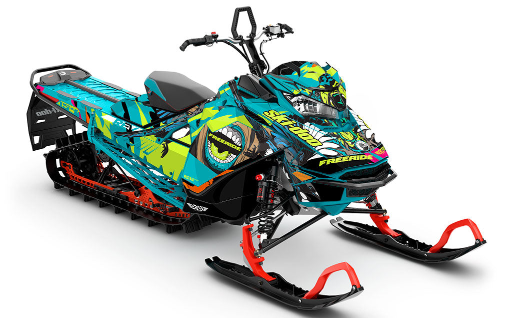 Flex Green Teal Ski-Doo REV Gen4 Freeride Less Coverage Sled Wrap