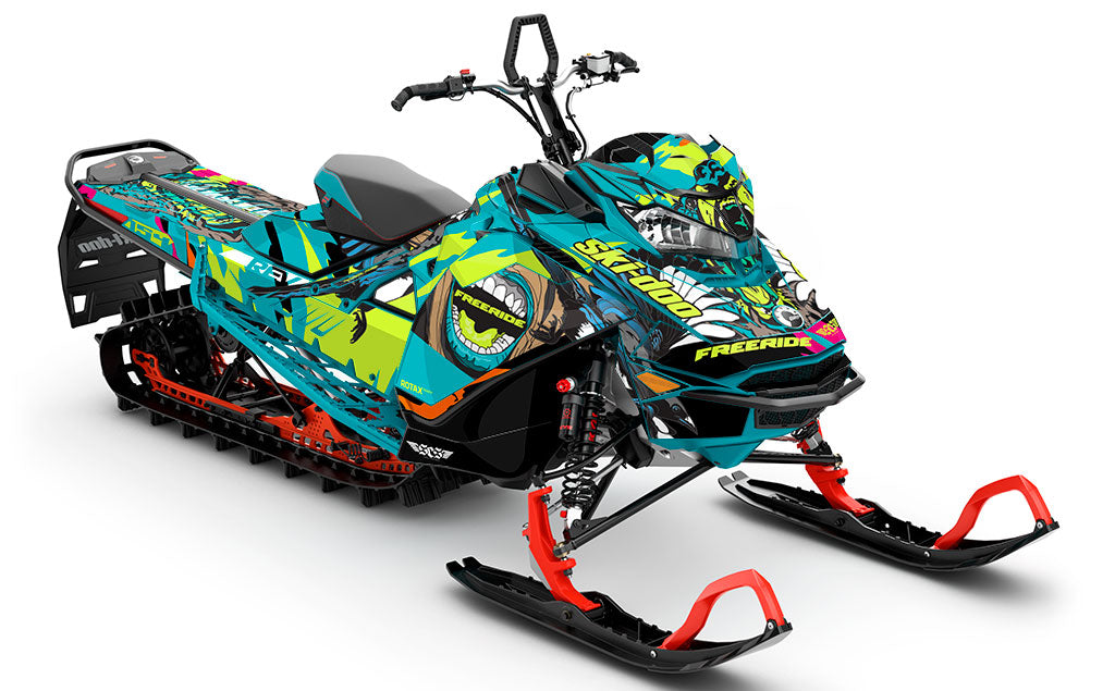Flex Green Blue Ski-Doo REV Gen4 Freeride Premium Coverage Sled Wrap