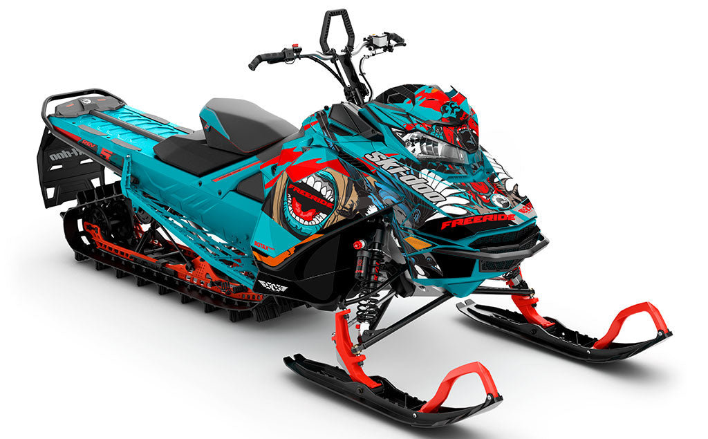 Flex Red Teal Ski-Doo REV Gen4 Freeride Full Coverage Sled Wrap