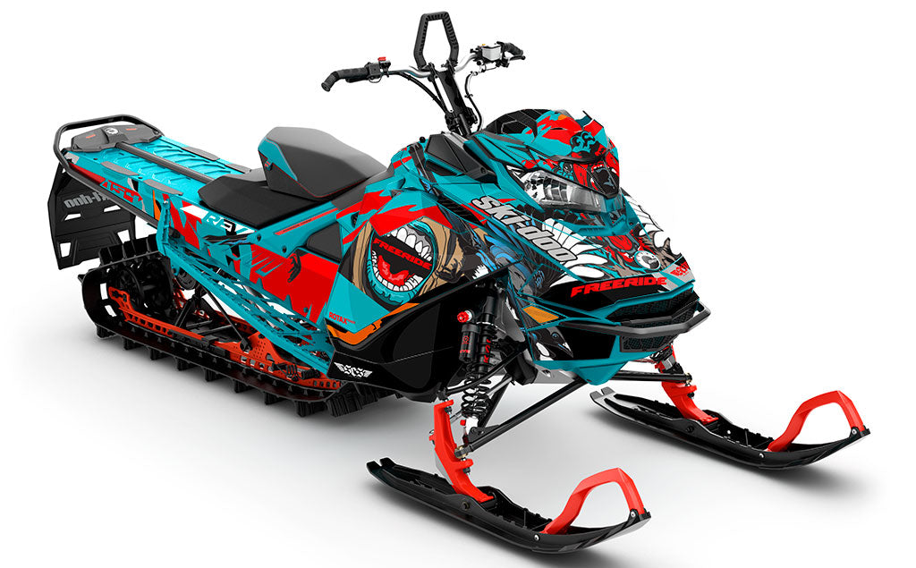 Flex Red Teal Ski-Doo REV Gen4 Freeride Partial Coverage Sled Wrap
