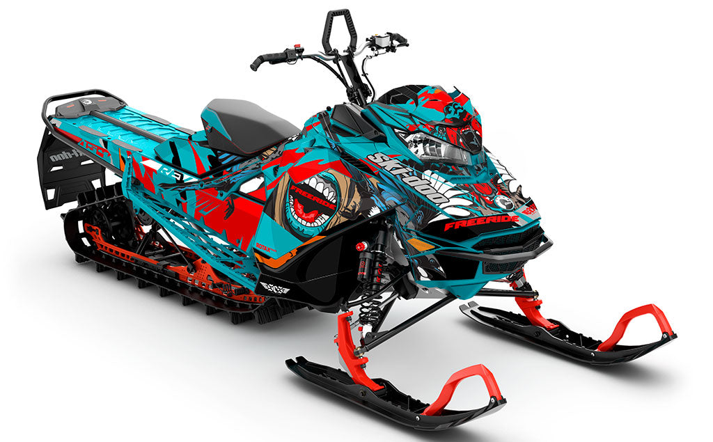 Flex Red Teal Ski-Doo REV Gen4 Freeride Less Coverage Sled Wrap