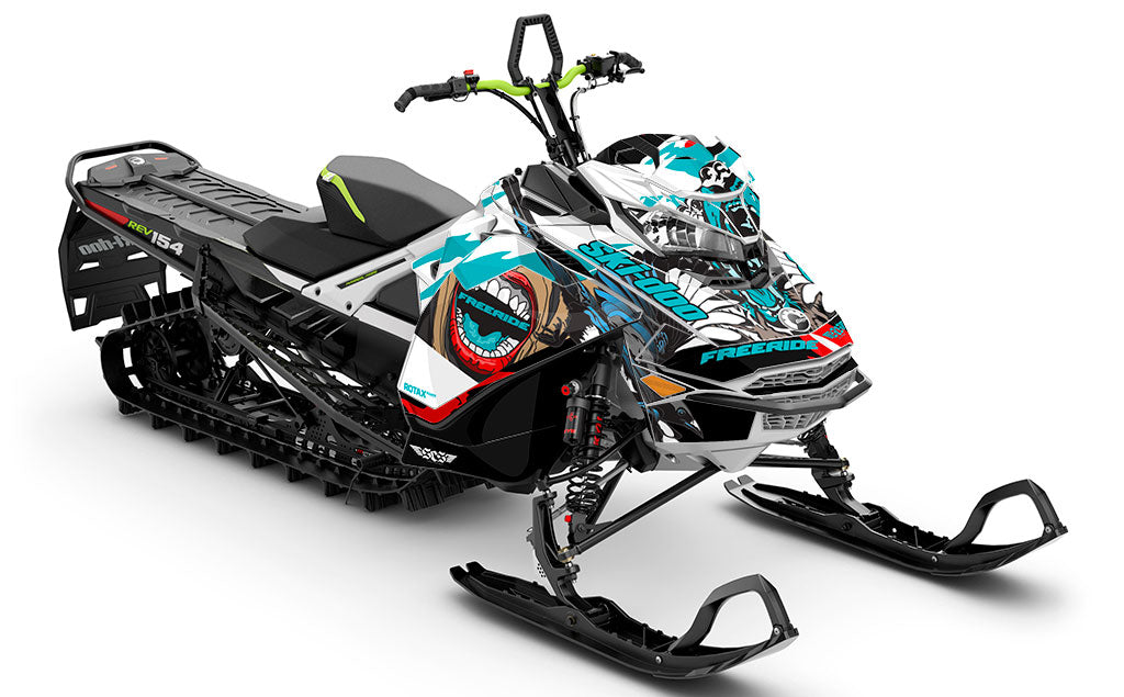 Flex Teal White Ski-Doo REV Gen4 Freeride Full Coverage Sled Wrap