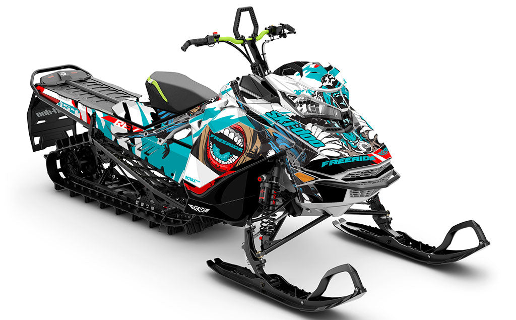 Flex Teal White Ski-Doo REV Gen4 Freeride Less Coverage Sled Wrap