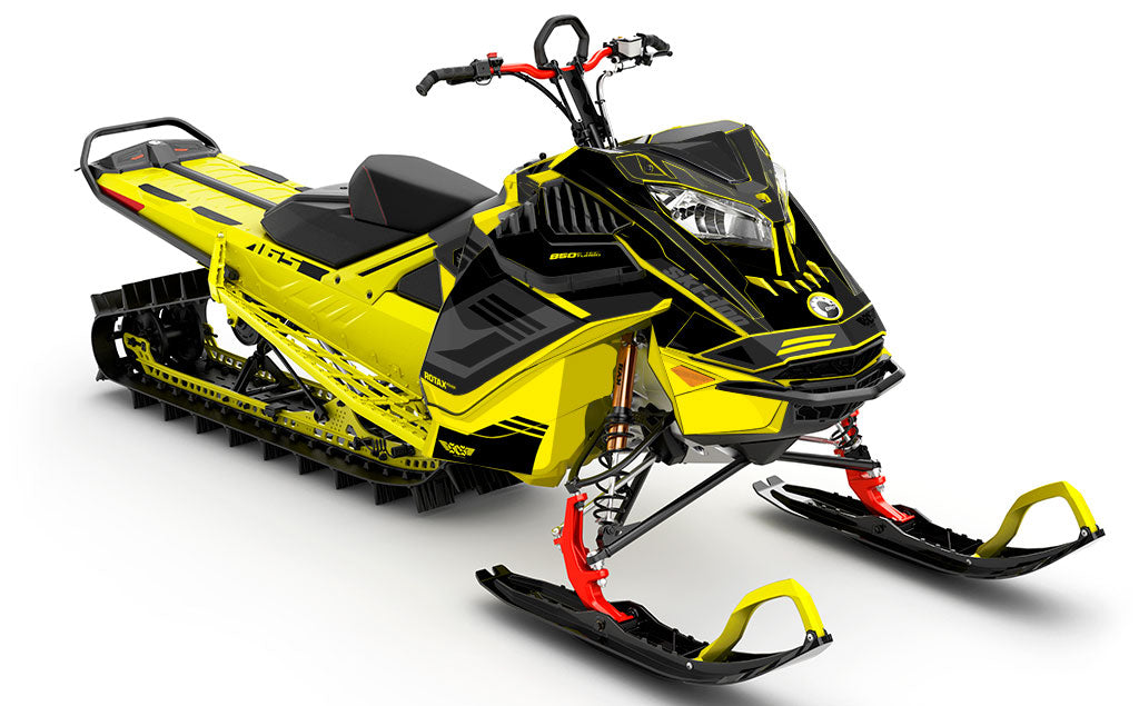 Flush Black Yellow Ski-Doo REV Gen4 LWH - Summit Less Coverage Sled Wrap