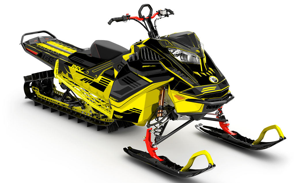 Flush Black Yellow Ski-Doo REV Gen4 LWH - Summit Premium Coverage Sled Wrap