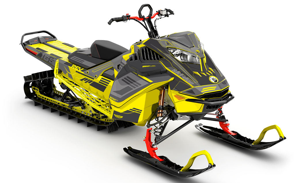 Flush Grey Yellow Ski-Doo REV Gen4 LWH - Summit Full Coverage Sled Wrap