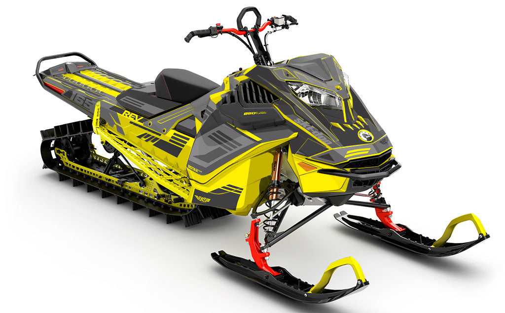 Flush Grey Yellow Ski-Doo REV Gen4 LWH - Summit Premium Coverage Sled Wrap