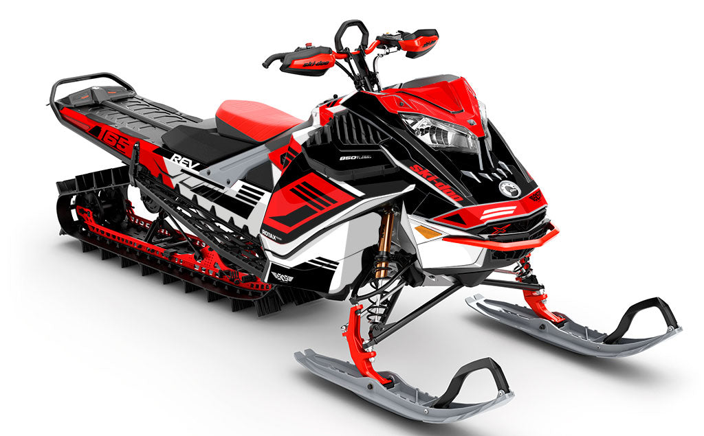 Flush Red White Ski-Doo REV Gen4 LWH - Summit Partial Coverage Sled Wrap