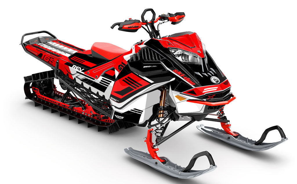 Flush Red White Ski-Doo REV Gen4 LWH - Summit Premium Coverage Sled Wrap