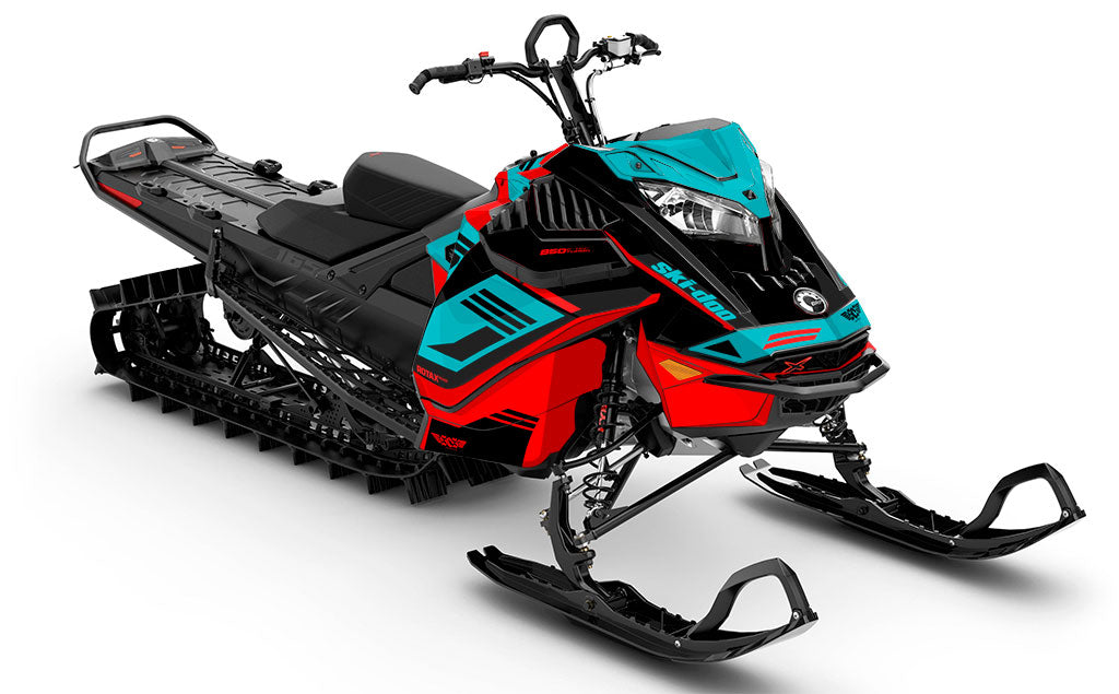 Flush Teal Red Ski-Doo REV Gen4 LWH - Summit Less Coverage Sled Wrap