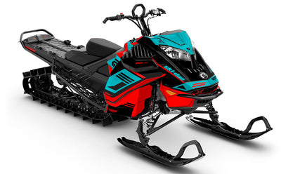 Flush Teal Red Ski-Doo REV Gen4 LWH - Summit Less Coverage Sled Wrap