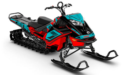 Flush Teal Red Ski-Doo REV Gen4 LWH - Summit Partial Coverage Sled Wrap