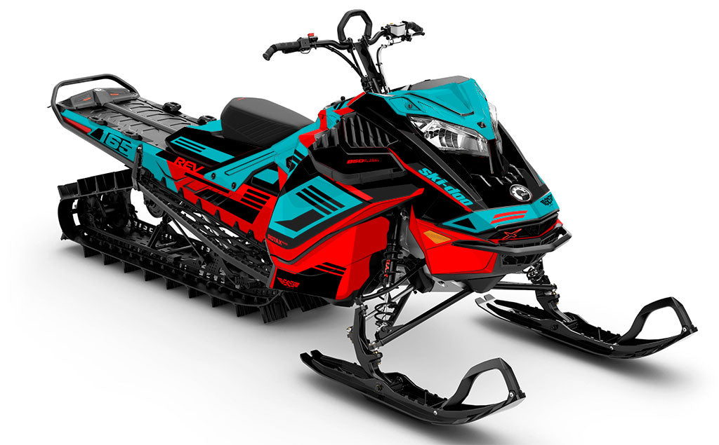 Flush Teal Red Ski-Doo REV Gen4 LWH - Summit Full Coverage Sled Wrap