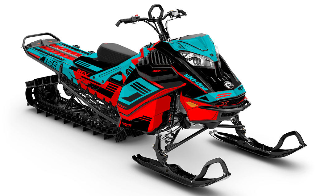 Flush Teal Red Ski-Doo REV Gen4 LWH - Summit Premium Coverage Sled Wrap