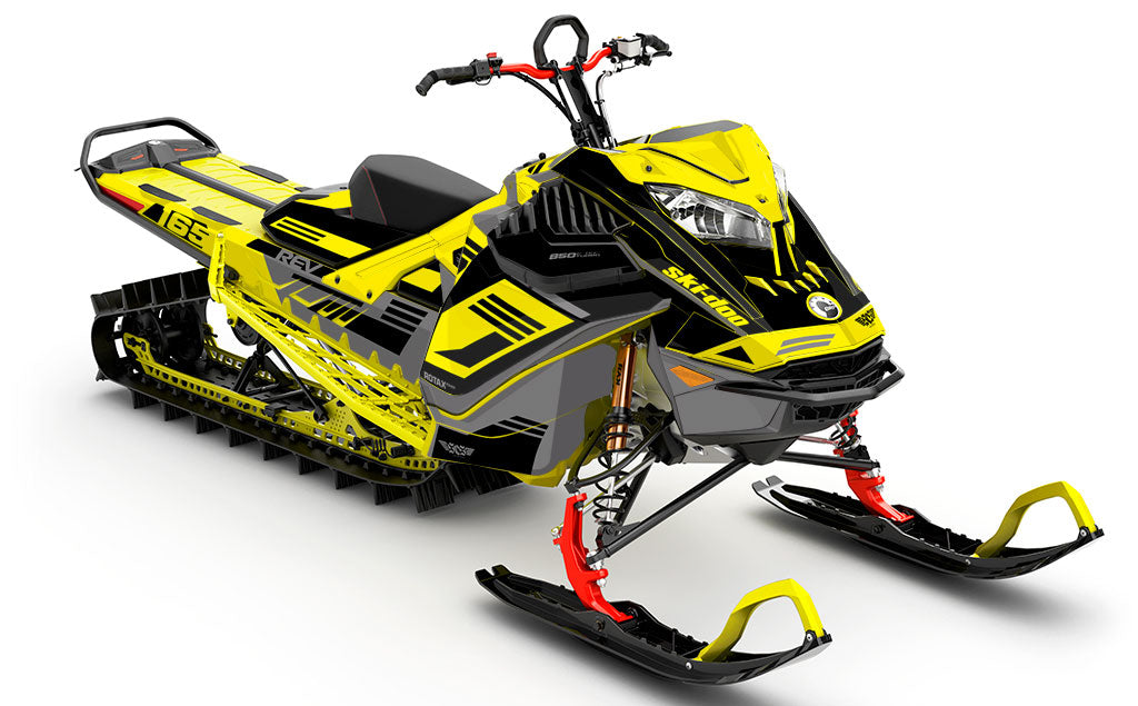 Flush Yellow grey Ski-Doo REV Gen4 LWH - Summit Full Coverage Sled Wrap