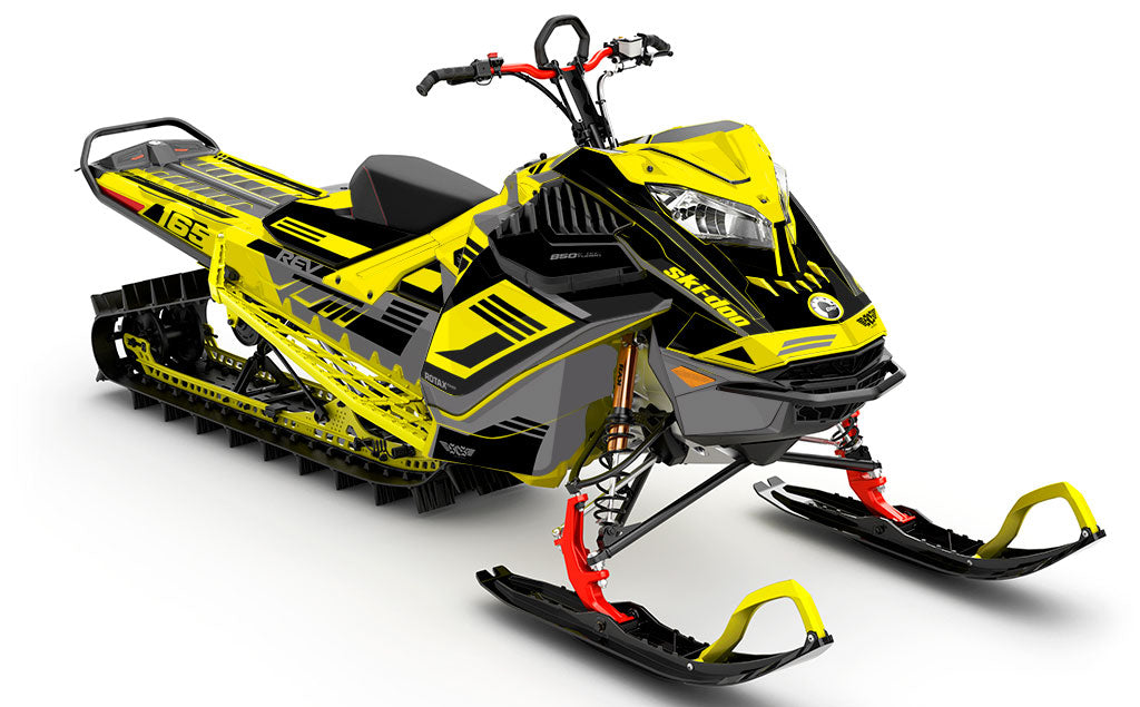 Flush Yellow grey Ski-Doo REV Gen4 LWH - Summit Premium Coverage Sled Wrap