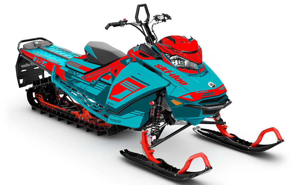 Flush Teal Red Ski-Doo REV Gen4 Freeride Partial Coverage Sled Wrap