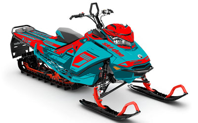 Flush Teal Red Ski-Doo REV Gen4 Freeride Less Coverage Sled Wrap