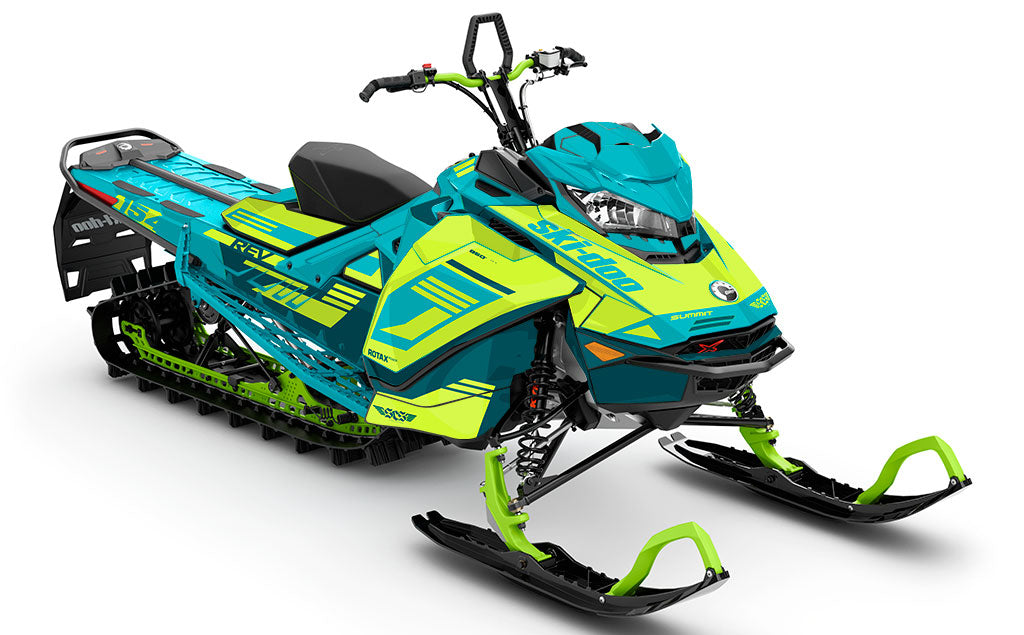 Flush Teal Green Ski-Doo REV Gen4 Summit Full Coverage Sled Wrap