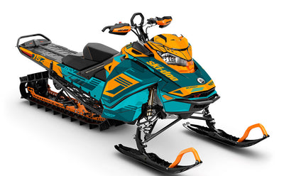 Flush Teal Orange Ski-Doo REV Gen4 Summit Partial Coverage Sled Wrap