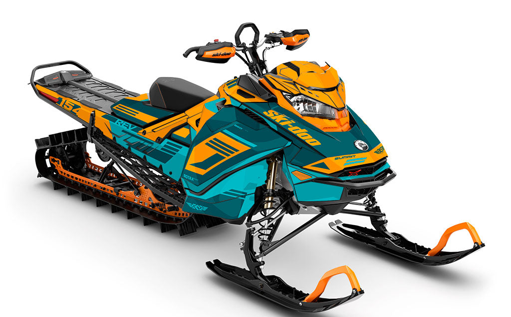 Flush Teal Orange Ski-Doo REV Gen4 Summit Full Coverage Sled Wrap