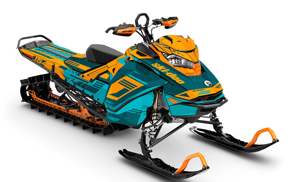 Flush Teal Orange Ski-Doo REV Gen4 Summit Premium Coverage Sled Wrap