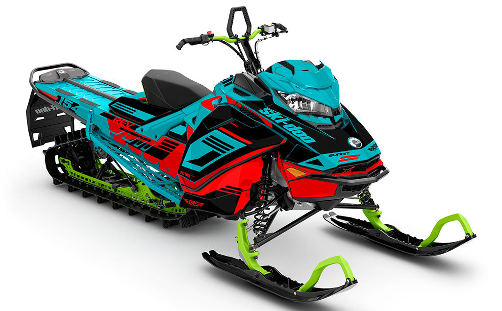 Flush Teal Red Ski-Doo REV Gen4 Summit Full Coverage Sled Wrap