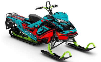 Flush Teal Red Ski-Doo REV Gen4 Summit Premium Coverage Sled Wrap