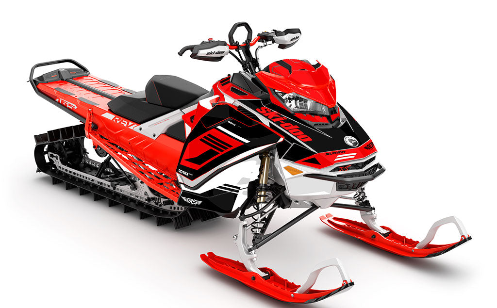 Flush White Red Ski-Doo REV Gen4 Summit Less Coverage Sled Wrap