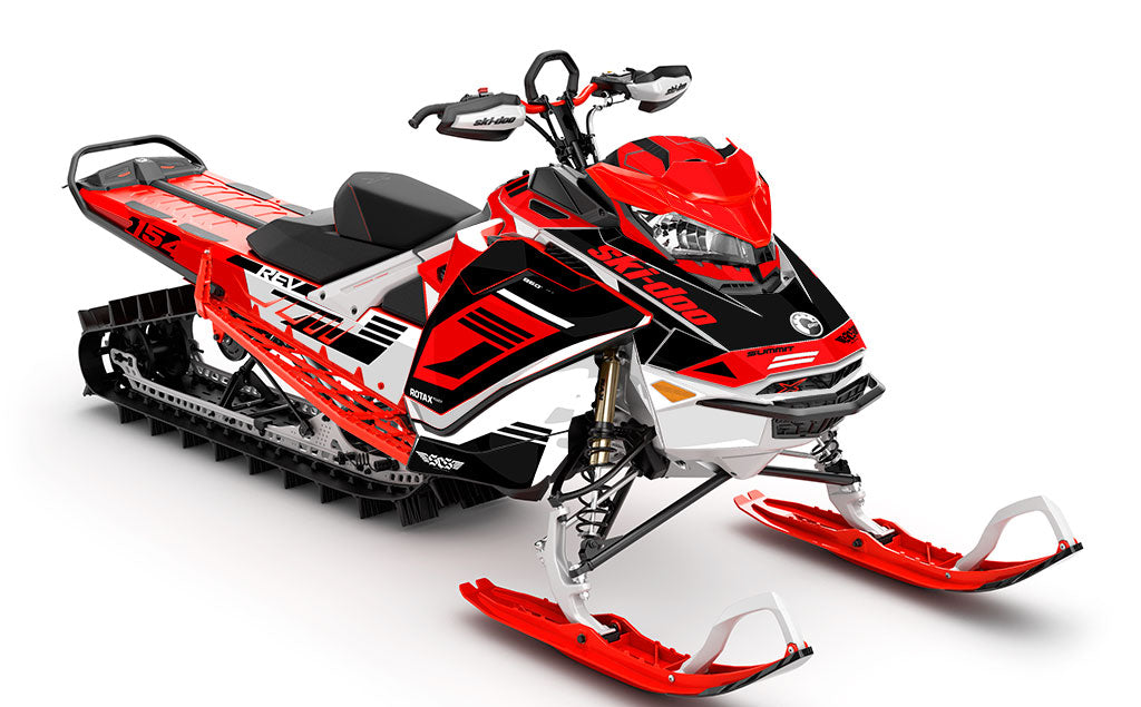 Flush White Red Ski-Doo REV Gen4 Summit Partial Coverage Sled Wrap