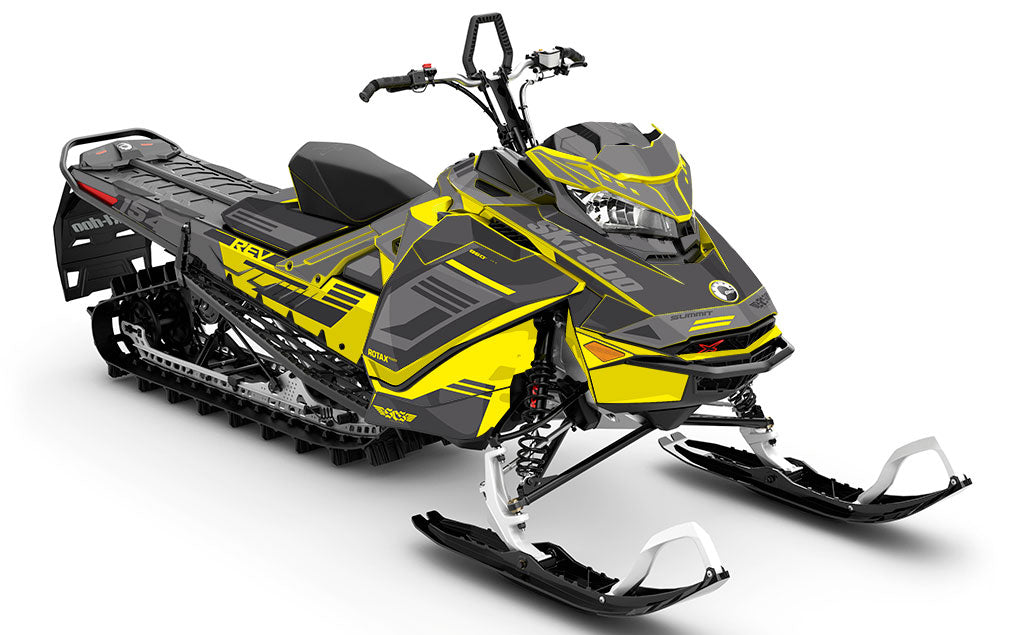 Flush Yellow Grey Ski-Doo REV Gen4 Summit Full Coverage Sled Wrap